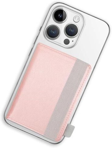 Stick-On Phone Wallet for Back of iPhone 14 Pro Max/14 Pro/14/13/12 Android Case Galaxy S23 S22 A14 A54-6 Credit Card Holder Slots- Pocket for Cards, Money & ID - Waterproof Material Leather in Saudi Arabia