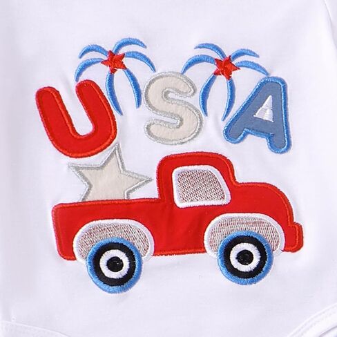 Newborn Baby Boy 4th of July Outfit Letter Short Sleeve Romper Tops Shorts Sets Cute American Flag Summer Clothes in Saudi Arabia