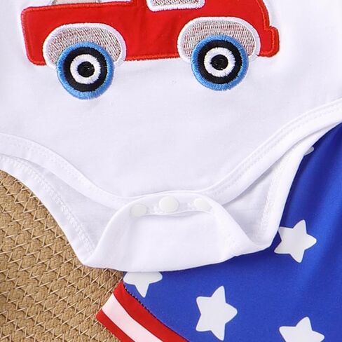 Newborn Baby Boy 4th of July Outfit Letter Short Sleeve Romper Tops Shorts Sets Cute American Flag Summer Clothes in Saudi Arabia