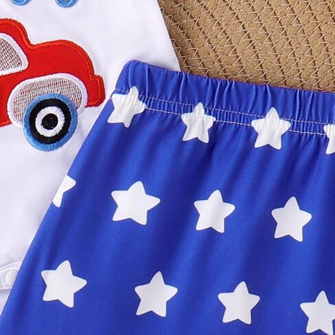 Newborn Baby Boy 4th of July Outfit Letter Short Sleeve Romper Tops Shorts Sets Cute American Flag Summer Clothes in Saudi Arabia