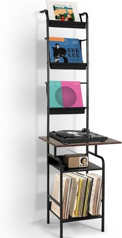 Record Player Stand with Vinyl Storage,Turntable Stand with Record Holder Record Cabinet Display Shelf Vinyl Player Stand Holds Up to 200 Albums for Living Room in Saudi Arabia