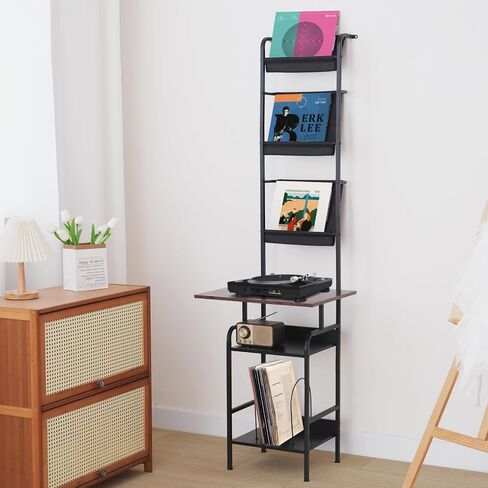 Record Player Stand with Vinyl Storage,Turntable Stand with Record Holder Record Cabinet Display Shelf Vinyl Player Stand Holds Up to 200 Albums for Living Room in Saudi Arabia