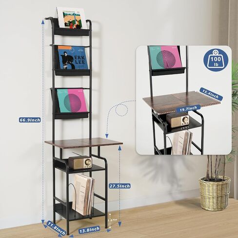 Record Player Stand with Vinyl Storage,Turntable Stand with Record Holder Record Cabinet Display Shelf Vinyl Player Stand Holds Up to 200 Albums for Living Room in Saudi Arabia