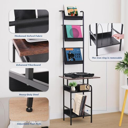 Record Player Stand with Vinyl Storage,Turntable Stand with Record Holder Record Cabinet Display Shelf Vinyl Player Stand Holds Up to 200 Albums for Living Room in Saudi Arabia