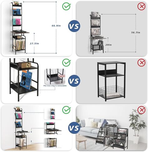 Record Player Stand with Vinyl Storage,Turntable Stand with Record Holder Record Cabinet Display Shelf Vinyl Player Stand Holds Up to 200 Albums for Living Room in Saudi Arabia