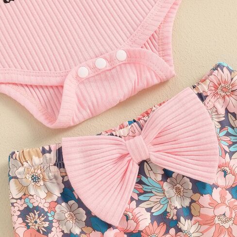 Newborn Baby Girl Clothes Mamas Girl Romper Top Floral Bell-Bottoms Pants+Headband Infant Cute Summer Outfits in Saudi Arabia