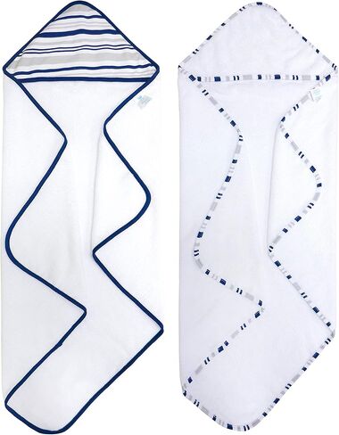 2 pack Baby Hooded Towel Set - Blue Trim in Saudi Arabia