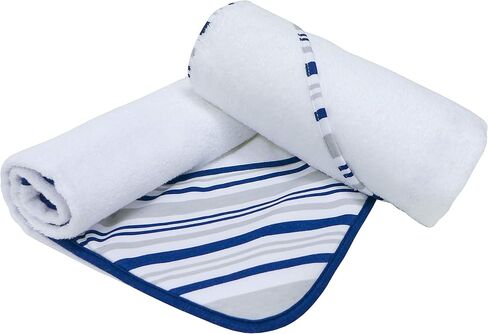 2 pack Baby Hooded Towel Set - Blue Trim in Saudi Arabia