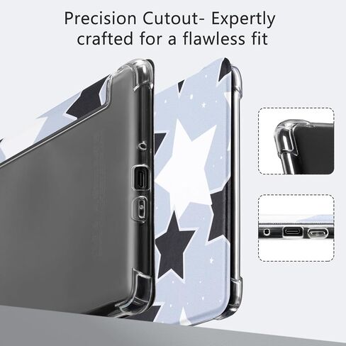 Case for Kindle Paperwhite 11th Generation 6.8" and Signature Edition- New PU Leather Cover and Transparent TPU Back Cover with Auto Wake/Sleep Feature-Star in Saudi Arabia
