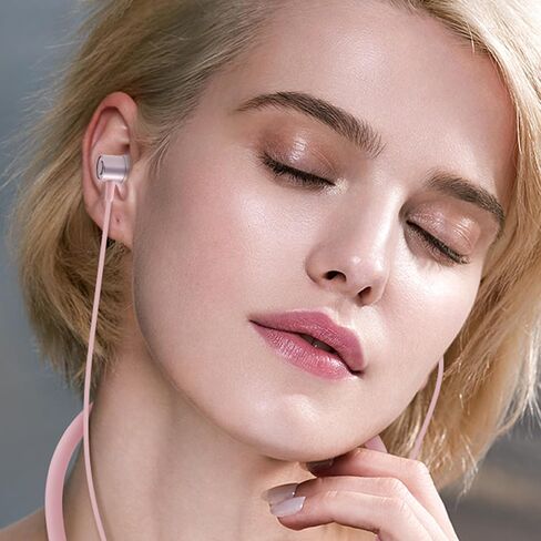 Kids Wireless Earbuds with Mic, Comfortable Noise Cancelling Neckband Bluetooth Headphones Lightweight Ear Buds with Case,Earphones for School, Running, Sport, Girls, Boys, Women, Pink in Saudi Arabia