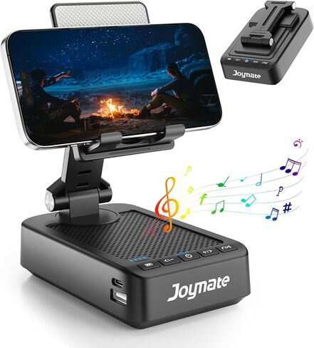 Gifts for Men Women, Joymate Bluetooth Speaker Phone Stand with Charging Function 360° Rotable Adjustable Cell Phone Holder HD Surround Sound for Desk Fits All Phones,Tablet (Black) in Saudi Arabia