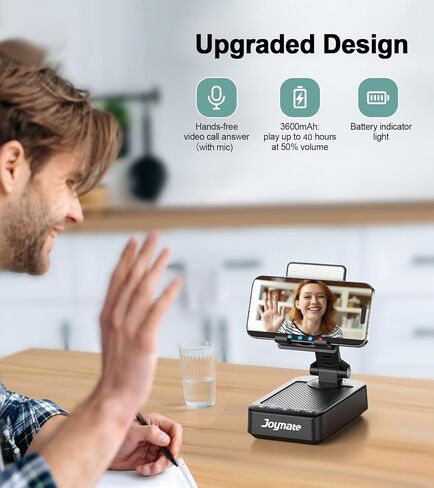 Gifts for Men Women, Joymate Bluetooth Speaker Phone Stand with Charging Function 360° Rotable Adjustable Cell Phone Holder HD Surround Sound for Desk Fits All Phones,Tablet (Black) in Saudi Arabia
