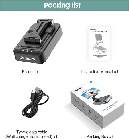 Gifts for Men Women, Joymate Bluetooth Speaker Phone Stand with Charging Function 360° Rotable Adjustable Cell Phone Holder HD Surround Sound for Desk Fits All Phones,Tablet (Black) in Saudi Arabia