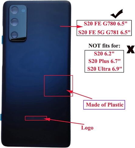Galaxy S20 FE 6.5" Rear Back Door Cover Replacement for Samsung Galaxy S20 FE G780 2020,S20 FE 5G G781 6.5" (S20 FE-Navy) in Saudi Arabia