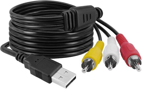 محول USB إلى 3RCA، محول USB A ذكر إلى 3RCA ذكر محول الصوت والفيديو AV المركب، موصل مساعد 3RCA سلك كابل 5FT مناسب لأجهزة التلفزيون، وصناديق الاستقبال، يستخدم لالتقاط الصوت in Kuwait