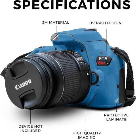 غلاف متوافق مع كاميرا Canon EOS Rebel T7 - ​​أزرق خالص - غطاء لاصق واقٍ من الفينيل الفاخر 3M - سهل الاستخدام | صُنع في الولايات المتحدة الأمريكية بواسطة MightySkins in Kuwait