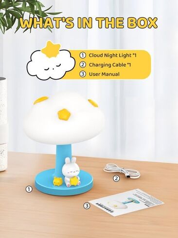 Smiling Shark Nursery Night Light, Cloud Soft Silicone Night Lamp LED Amber Warm Light with 3 Brightness & Tap Control Cordless USB Rechargable Squishy Baby Cute Night Light for Bedroom in Kuwait