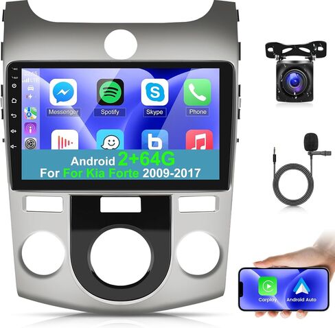 [2+64G] Android 13 Car Radio for Kia Forte 2009-2017 with Wireless Carplay and Android Auto - 9 Inch Touch Screen Car Stereo - Hi-Fi/WiFi/GPS Navigation/SCW + AHD Backup Camera in Saudi Arabia