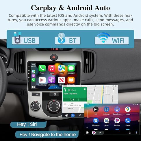 [2+64G] Android 13 Car Radio for Kia Forte 2009-2017 with Wireless Carplay and Android Auto - 9 Inch Touch Screen Car Stereo - Hi-Fi/WiFi/GPS Navigation/SCW + AHD Backup Camera in Saudi Arabia