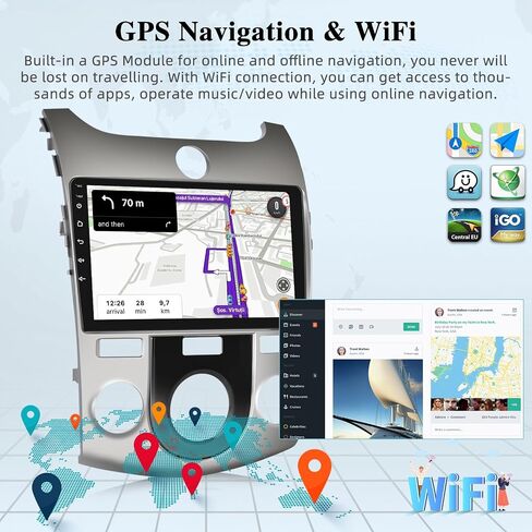 [2+64G] Android 13 Car Radio for Kia Forte 2009-2017 with Wireless Carplay and Android Auto - 9 Inch Touch Screen Car Stereo - Hi-Fi/WiFi/GPS Navigation/SCW + AHD Backup Camera in Saudi Arabia