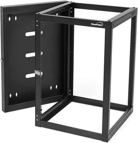 NavePoint 9U Wall Mount Server Rack with Hinged Back, 4-Post 24" Deep, Rear Swing Frame 9U Network Rack Wall Mount for 19 Inch Equipment AV IT Easy Cable Management, Black in Saudi Arabia