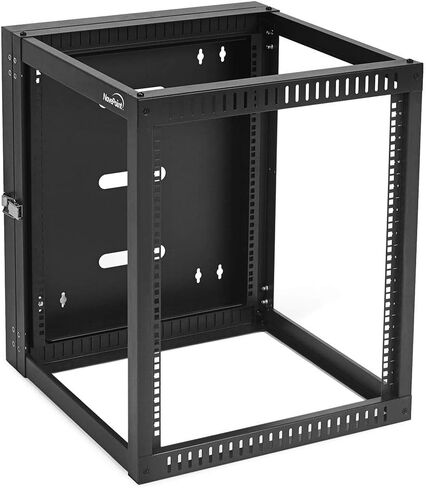 NavePoint 9U Wall Mount Server Rack with Hinged Back, 4-Post 24" Deep, Rear Swing Frame 9U Network Rack Wall Mount for 19 Inch Equipment AV IT Easy Cable Management, Black in Saudi Arabia