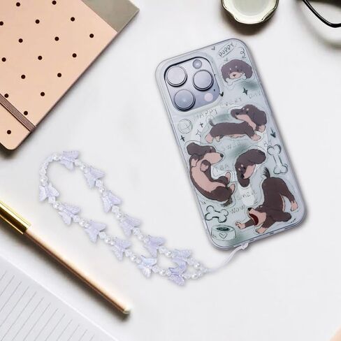 3 PCS Beaded Phone Charm, Stationery Butterflies Decoration Y2K Beaded Strap, Phone Lanyard Wrist Cute Phone Chain Aesthetic Phone Strap Keychain Charm for Women Girl Gifts in Saudi Arabia