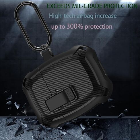for Google Pixel Buds Pro Case 2022 with Cleaner Kit, Military Hard Shell Protective Armor Cover with Lock & Carabiner for Google Pixel Pro Earbuds, Black in Saudi Arabia
