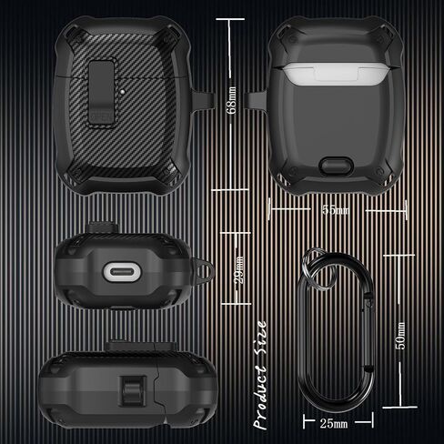 for Google Pixel Buds Pro Case 2022 with Cleaner Kit, Military Hard Shell Protective Armor Cover with Lock & Carabiner for Google Pixel Pro Earbuds, Black in Saudi Arabia