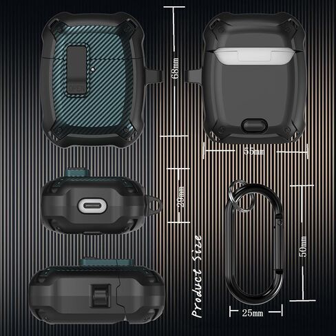 for Google Pixel Buds Pro Case 2022 with Cleaner Kit, Military Hard Shell Protective Armor Cover with Lock & Carabiner for Google Pixel Pro Earbuds, Black in Saudi Arabia