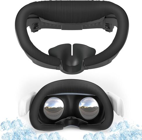 وسادة وجه جل تبريد مطورة لـ Oculus Quest 3 - وسادة مريحة لواجهة الوجه واستبدال غطاء الوجه، ملحقات الواقع الافتراضي لـ Meta Quest 3 (أسود) in Kuwait