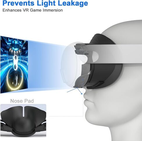 وسادة وجه جل تبريد مطورة لـ Oculus Quest 3 - وسادة مريحة لواجهة الوجه واستبدال غطاء الوجه، ملحقات الواقع الافتراضي لـ Meta Quest 3 (أسود) in Kuwait