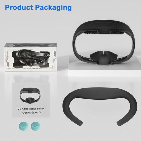 وسادة وجه جل تبريد مطورة لـ Oculus Quest 3 - وسادة مريحة لواجهة الوجه واستبدال غطاء الوجه، ملحقات الواقع الافتراضي لـ Meta Quest 3 (أسود) in Kuwait