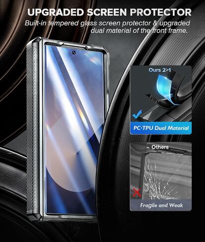 Caka Case for Galaxy Z Fold 6 Case, Full Body PC & TPU Dual Layer Shockproof Case with Ring Stand & Screen Protector & Hinge Protection & Slide Camera Cover for Samsung Galaxy Z Fold 6 Case, Black in Saudi Arabia