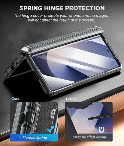 Caka Case for Galaxy Z Fold 6 Case, Full Body PC & TPU Dual Layer Shockproof Case with Ring Stand & Screen Protector & Hinge Protection & Slide Camera Cover for Samsung Galaxy Z Fold 6 Case, Black in Saudi Arabia