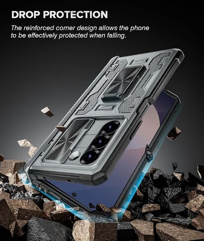 Caka Case for Galaxy Z Fold 6 Case, Full Body PC & TPU Dual Layer Shockproof Case with Ring Stand & Screen Protector & Hinge Protection & Slide Camera Cover for Samsung Galaxy Z Fold 6 Case, Black in Saudi Arabia