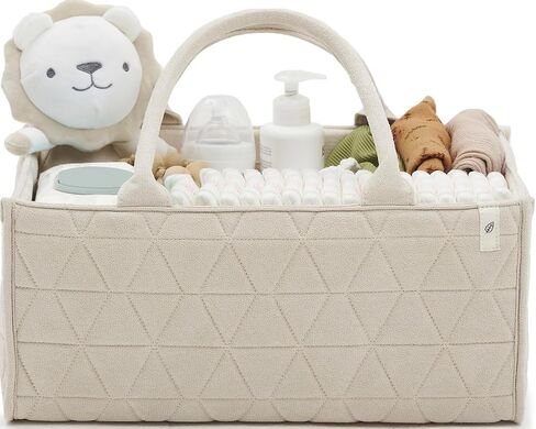 Baby Diaper Caddy Organizer Soft Nursery Storage Basket for Changing Station Girl and Boy - Baby Registry Must Haves Newborn Essentials - Gift for Baby Shower Car Caddy Organizer (Cream) in Saudi Arabia