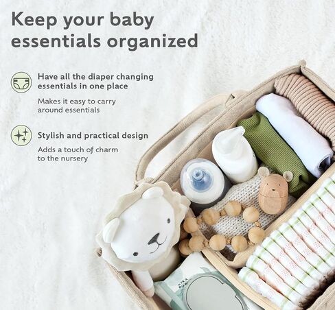 Baby Diaper Caddy Organizer Soft Nursery Storage Basket for Changing Station Girl and Boy - Baby Registry Must Haves Newborn Essentials - Gift for Baby Shower Car Caddy Organizer (Cream) in Saudi Arabia