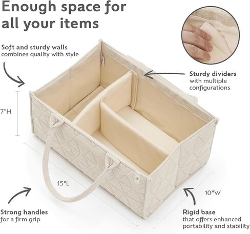 Baby Diaper Caddy Organizer Soft Nursery Storage Basket for Changing Station Girl and Boy - Baby Registry Must Haves Newborn Essentials - Gift for Baby Shower Car Caddy Organizer (Cream) in Saudi Arabia