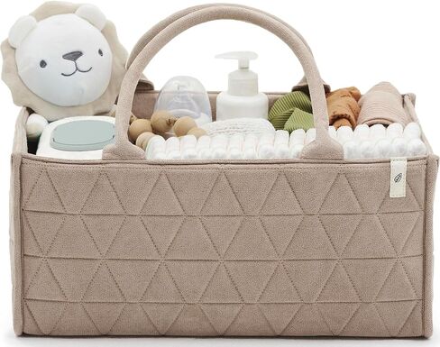 Baby Diaper Caddy Organizer Soft Nursery Storage Basket for Changing Station Girl and Boy - Baby Registry Must Haves Newborn Essentials - Gift for Baby Shower Car Caddy Organizer (Cream) in Saudi Arabia