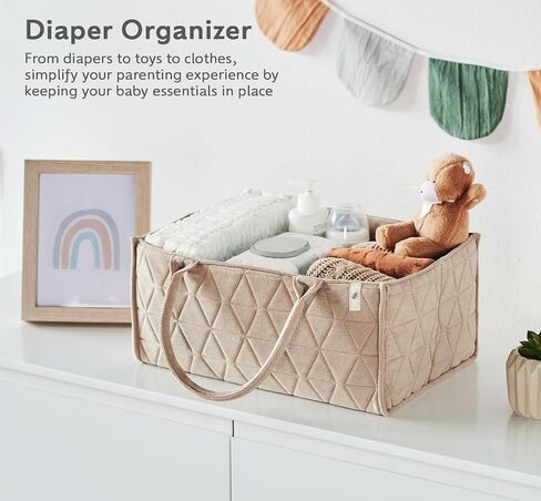 Baby Diaper Caddy Organizer Soft Nursery Storage Basket for Changing Station Girl and Boy - Baby Registry Must Haves Newborn Essentials - Gift for Baby Shower Car Caddy Organizer (Cream) in Saudi Arabia