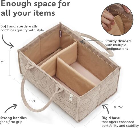 Baby Diaper Caddy Organizer Soft Nursery Storage Basket for Changing Station Girl and Boy - Baby Registry Must Haves Newborn Essentials - Gift for Baby Shower Car Caddy Organizer (Cream) in Saudi Arabia