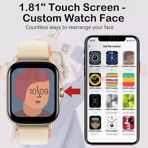 Smart Watch, 1.81" Upgraded Full Touchscreen Smart Watch for Android iPhones with Heart Rate Blood Pressure Monitor, Multiple Sports Fitness Tracker with Smart Watches for Women Men (Pink) in Saudi Arabia