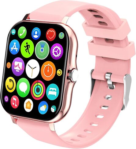 Smart Watch, 1.81" Upgraded Full Touchscreen Smart Watch for Android iPhones with Heart Rate Blood Pressure Monitor, Multiple Sports Fitness Tracker with Smart Watches for Women Men (Pink) in Saudi Arabia