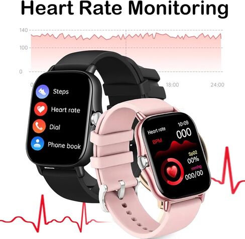 Smart Watch, 1.81" Upgraded Full Touchscreen Smart Watch for Android iPhones with Heart Rate Blood Pressure Monitor, Multiple Sports Fitness Tracker with Smart Watches for Women Men (Pink) in Saudi Arabia