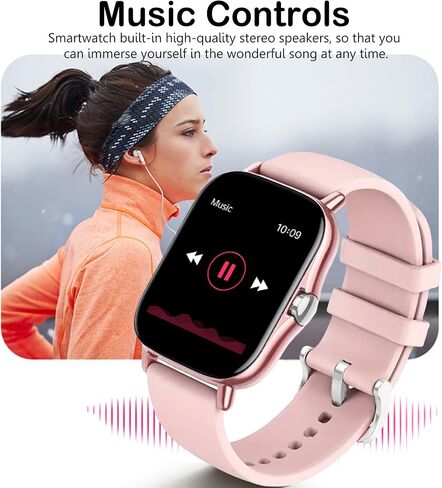 Smart Watch, 1.81" Upgraded Full Touchscreen Smart Watch for Android iPhones with Heart Rate Blood Pressure Monitor, Multiple Sports Fitness Tracker with Smart Watches for Women Men (Pink) in Saudi Arabia