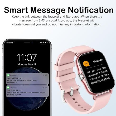 Smart Watch, 1.81" Upgraded Full Touchscreen Smart Watch for Android iPhones with Heart Rate Blood Pressure Monitor, Multiple Sports Fitness Tracker with Smart Watches for Women Men (Pink) in Saudi Arabia