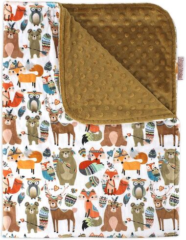 Top Tots Baby Blanket - Spirited Orange Fox with Grey Minky Dot in Saudi Arabia