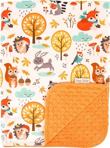 Top Tots Baby Blanket - Spirited Orange Fox with Grey Minky Dot in Saudi Arabia