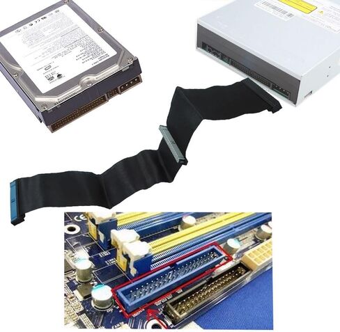 2 قطعة 40 دبوس 39 فتحة منفذ متوازي 80 سلك UDMA 66/100 IDE 2 كابل محرك، متوافق مع DVD، CD، PC 43 سم/16.9 بوصة in Kuwait